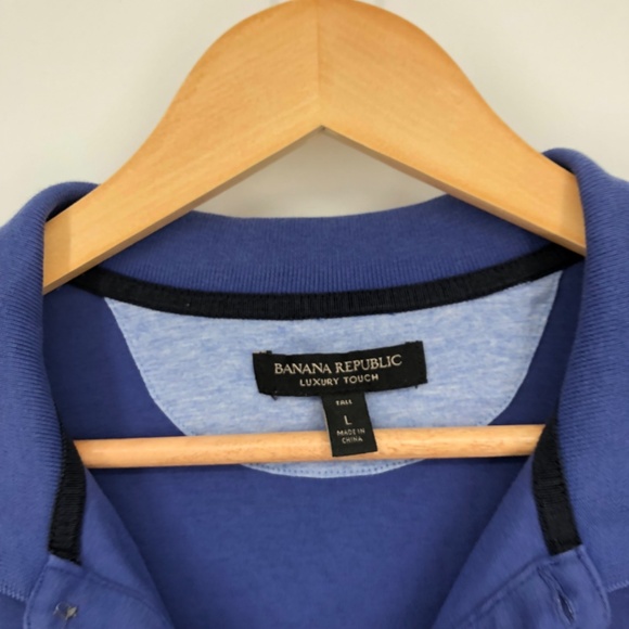 Banana Republic Mens Polo Size Large Tall Blue Luxury Touch Short‎ Sleeve - Picture 4 of 12